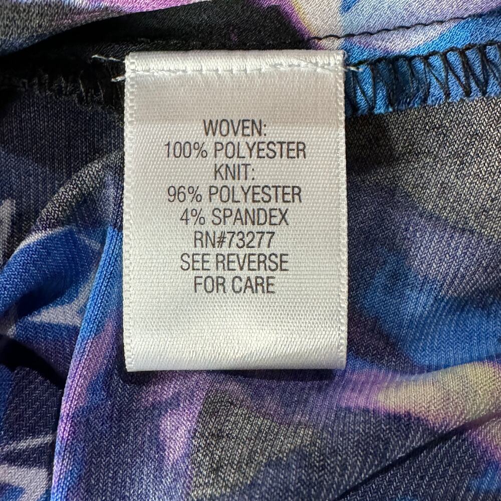 Dana Buchman Large Top Floral 3/4 Sleeves Round Neck Stretch Lightweight Knotted - Picture 8 of 9